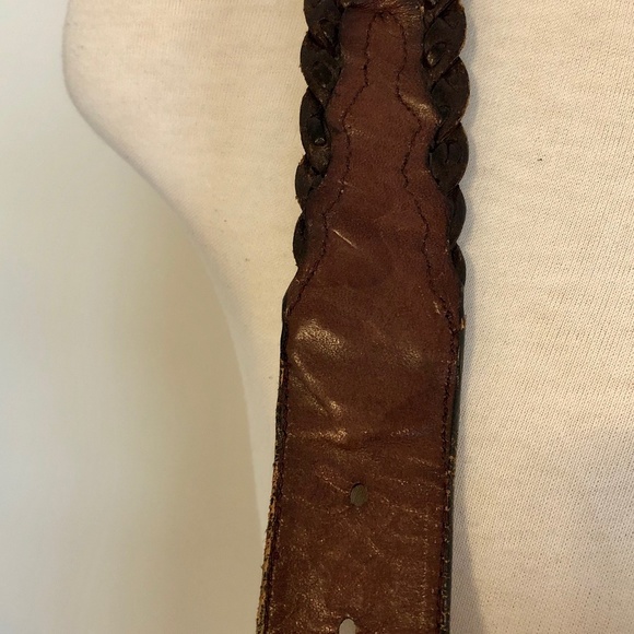 Brown Vintage Tooled/Braided Mexican Leather Belt - Picture 11 of 13